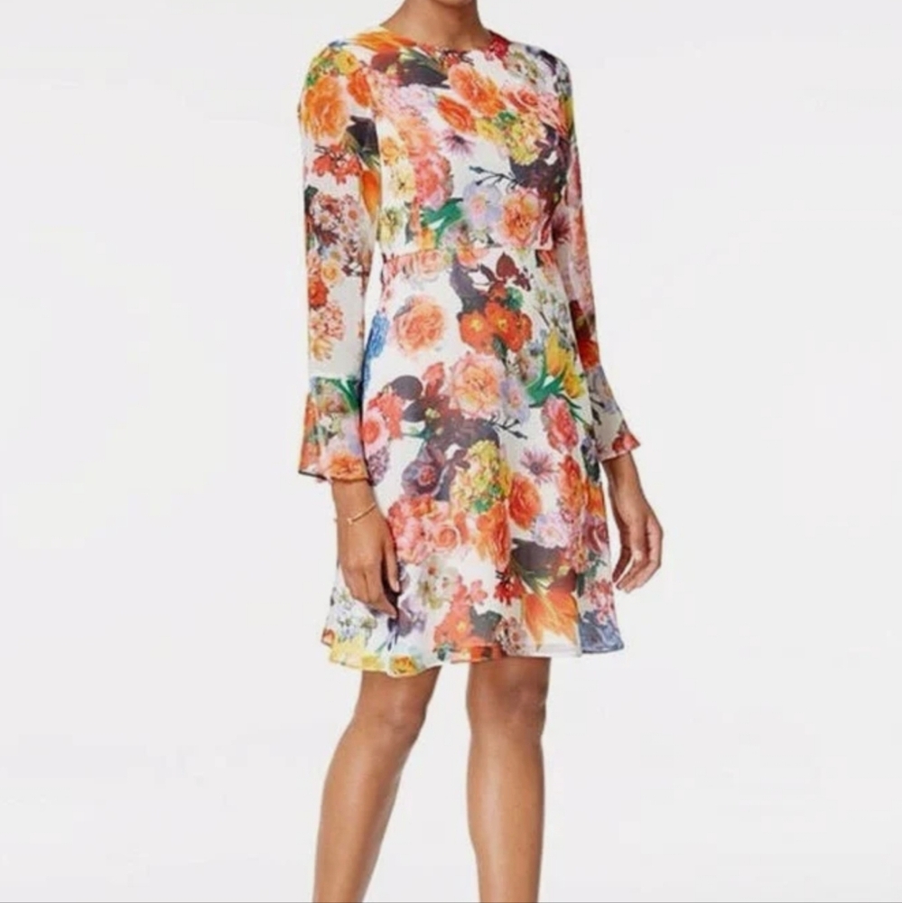 Betsey Johnson Floral Bell Sleeve Dress